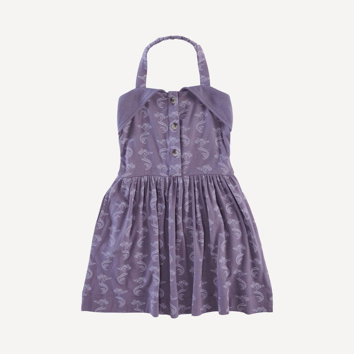 halter dress | purple mermaid shell | bamboo