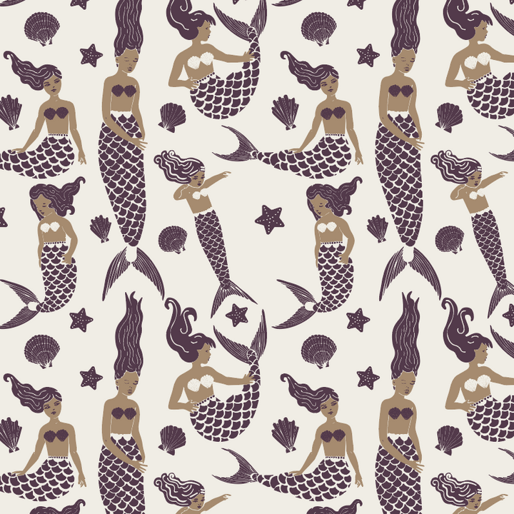 PREORDER spaghetti tie prairie dress | purple mermaids | organic cotton interlock