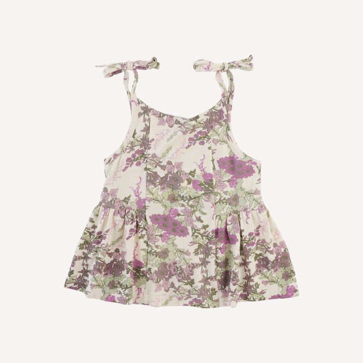 spaghetti tie ballerina top | purple queen annes lace | modal
