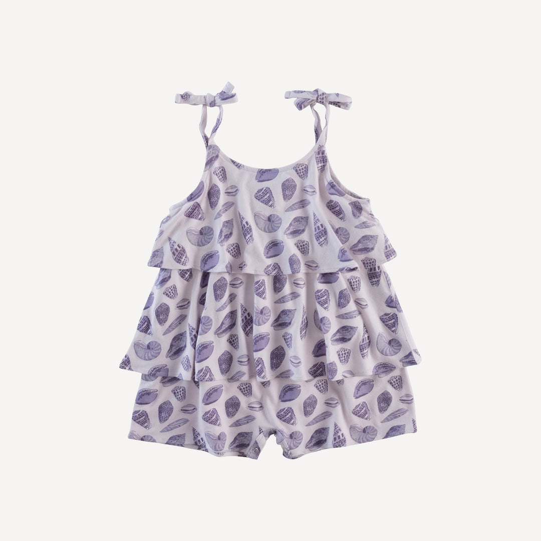 double ruffle spaghetti shortie | purple shell party | bamboo