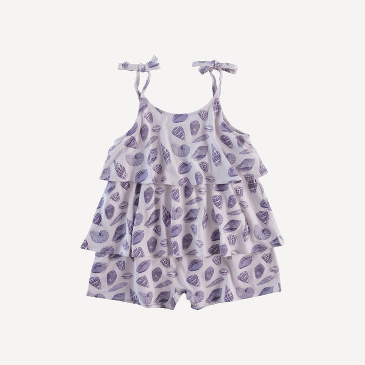 double ruffle spaghetti shortie | purple shell party | bamboo