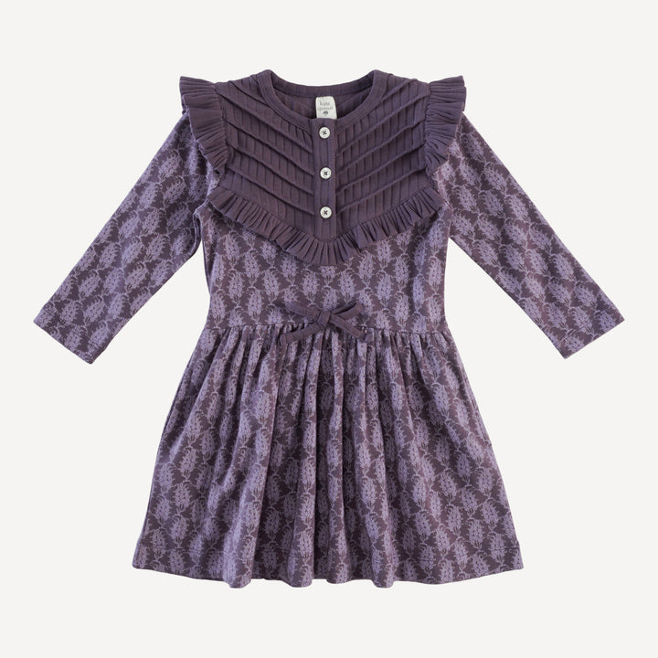 long sleeve amelia dress | purple woodland paisley | organic cotton