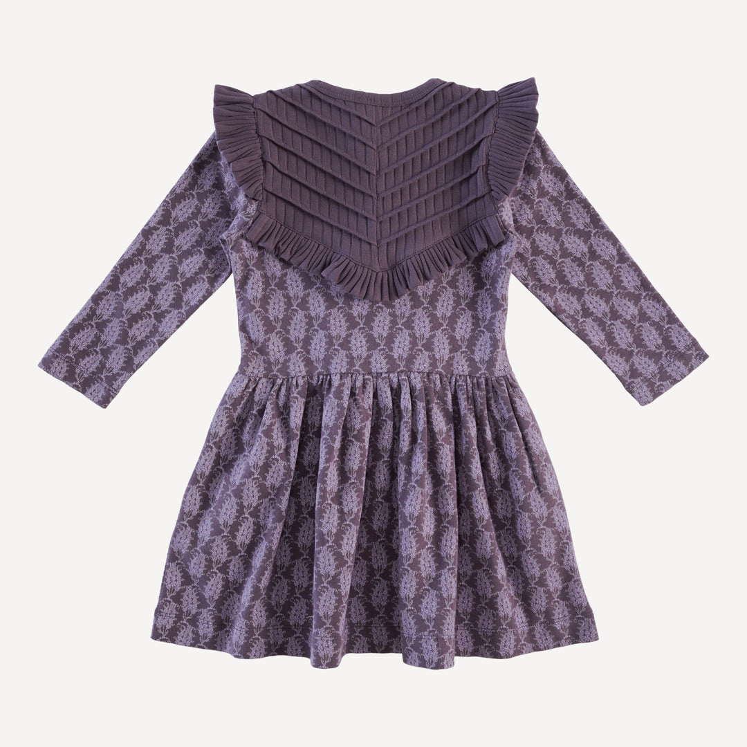 long sleeve amelia dress | purple woodland paisley | organic cotton