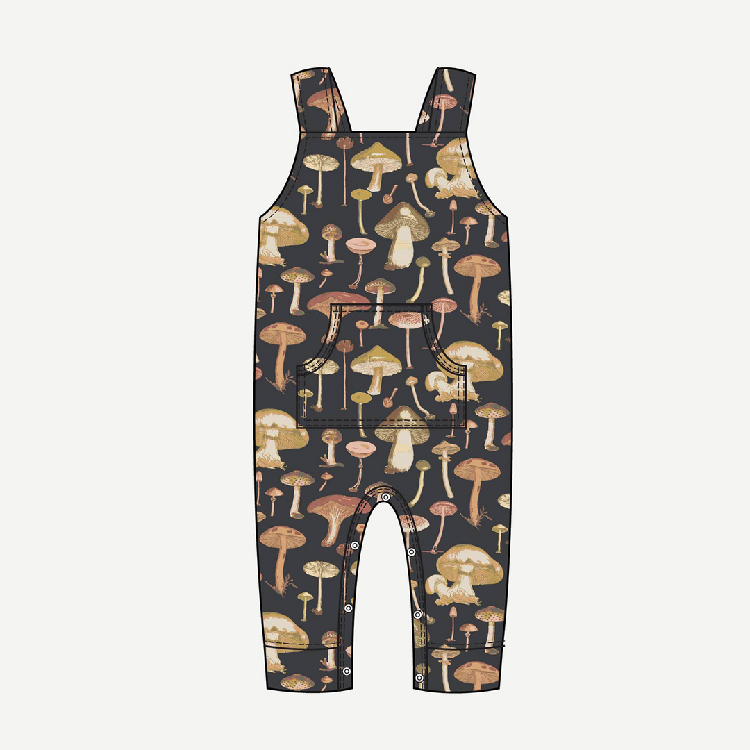 PREORDER kanga pocket overall | black mushroom litho | modal