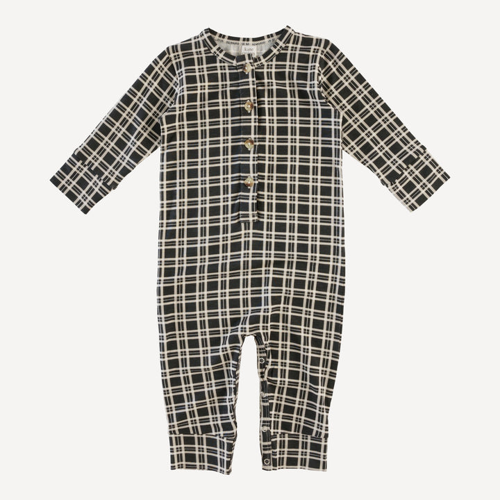 long sleeve sport union suit | rabbit plaid | bamboo