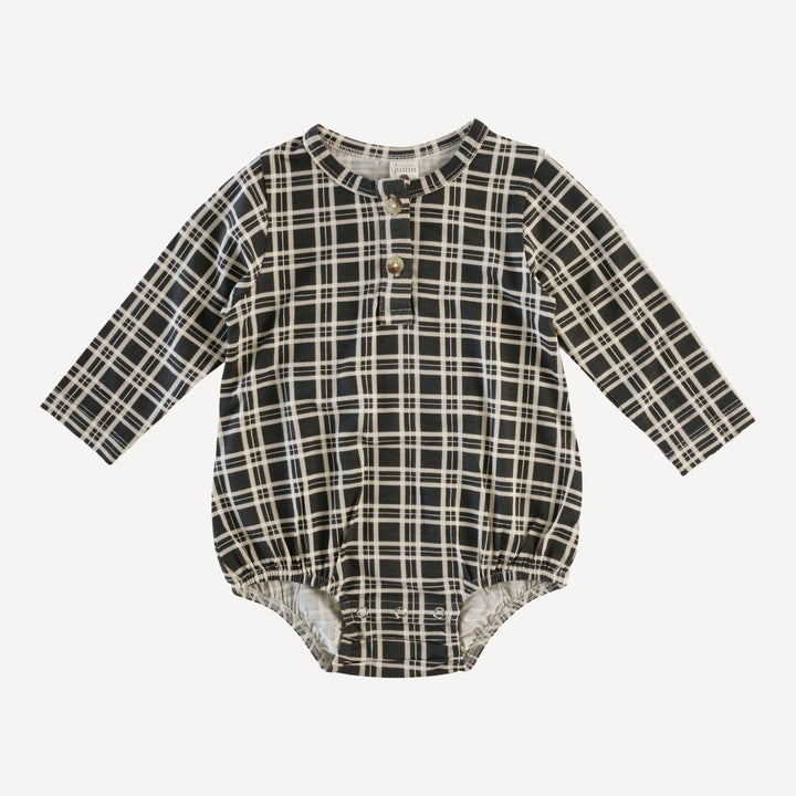 long sleeve henley bubble | rabbit plaid | bamboo