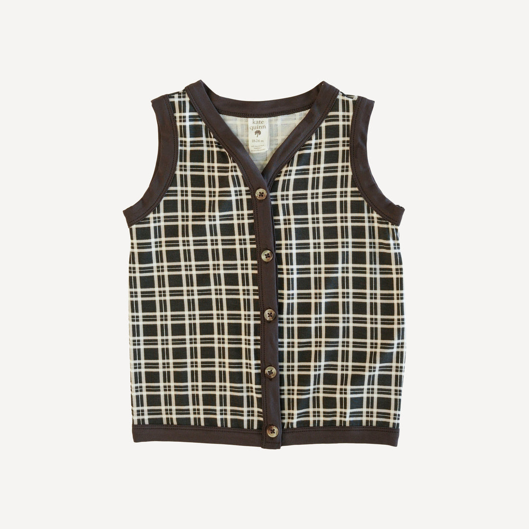 cardigan vest | rabbit plaid | bamboo