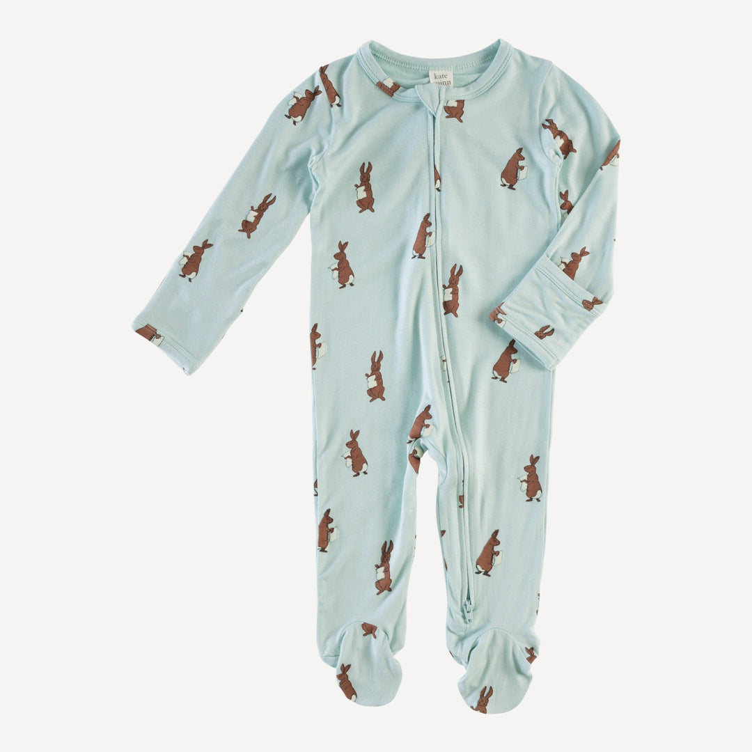 long sleeve zipper footie | rabbit | bamboo