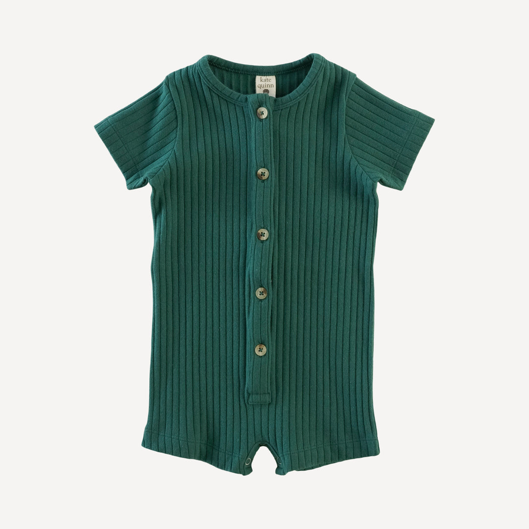 short sleeve button shortie | rain forest | organic cotton wide rib