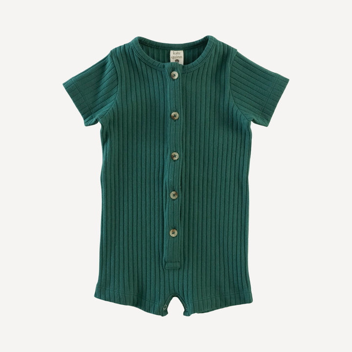 short sleeve button shortie | rain forest | organic cotton wide rib