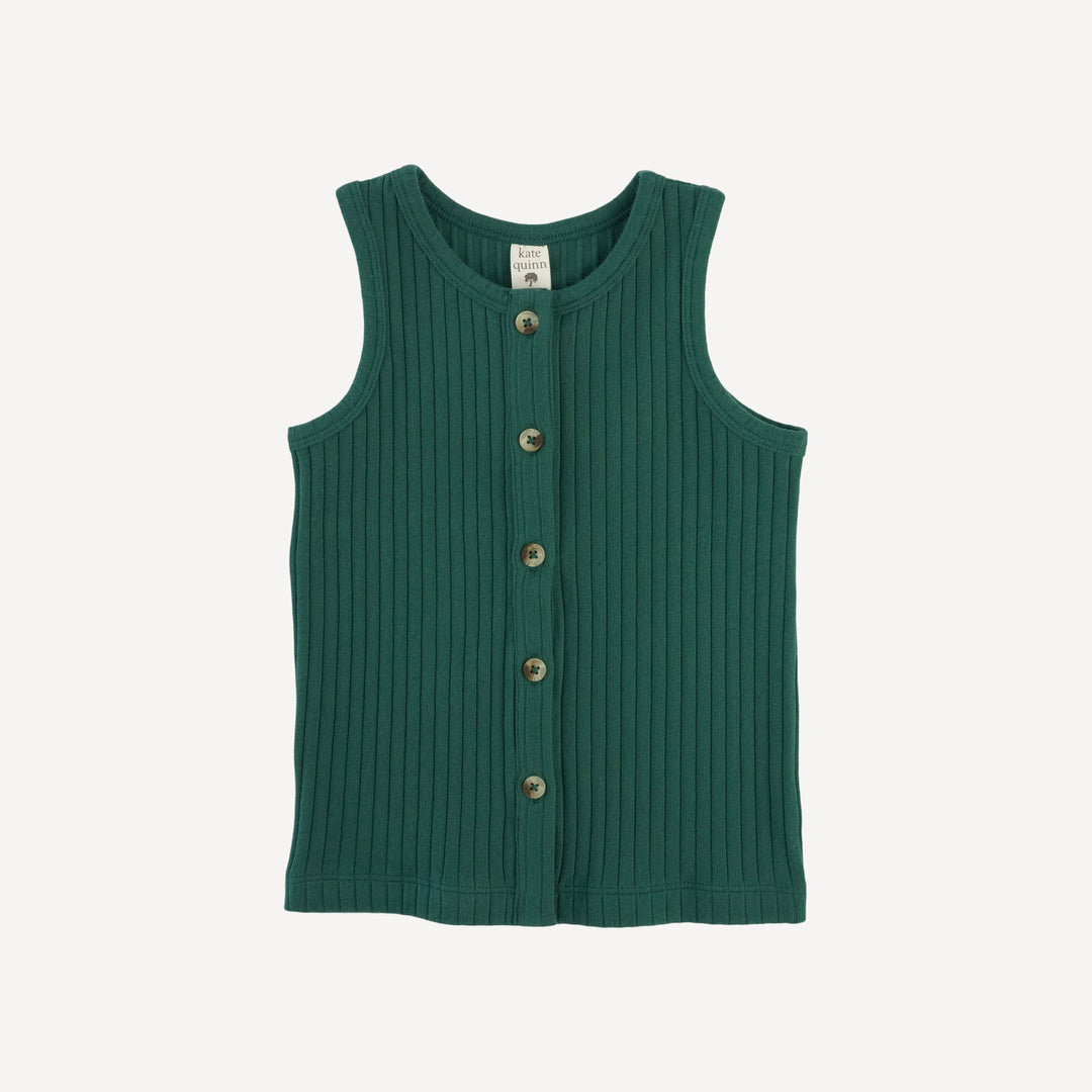 skinny button down tank | rain forest | organic cotton wide rib