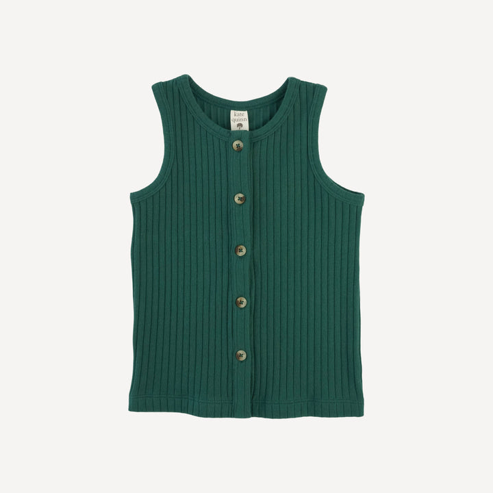 skinny button down tank | rain forest | organic cotton wide rib