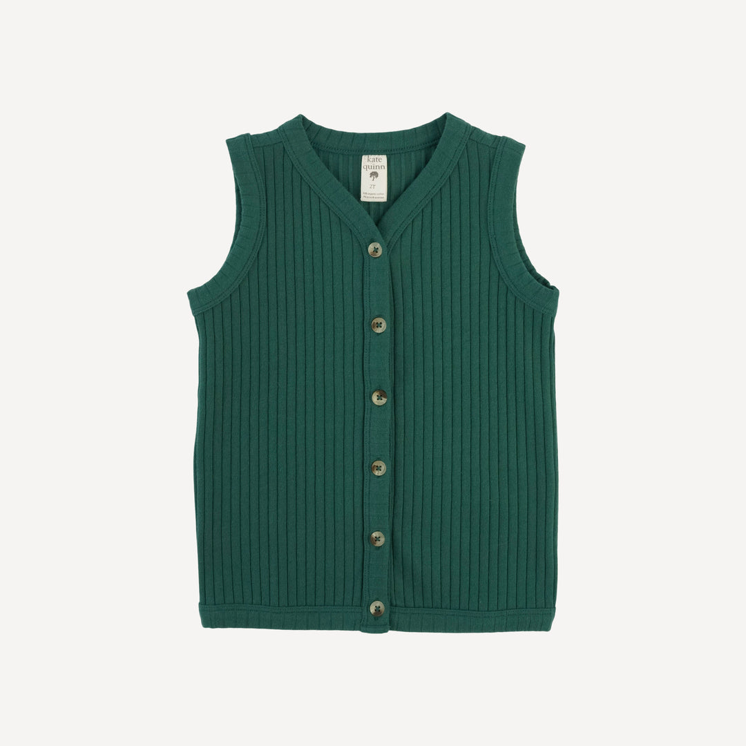 cardigan vest | rain forest | organic cotton wide rib
