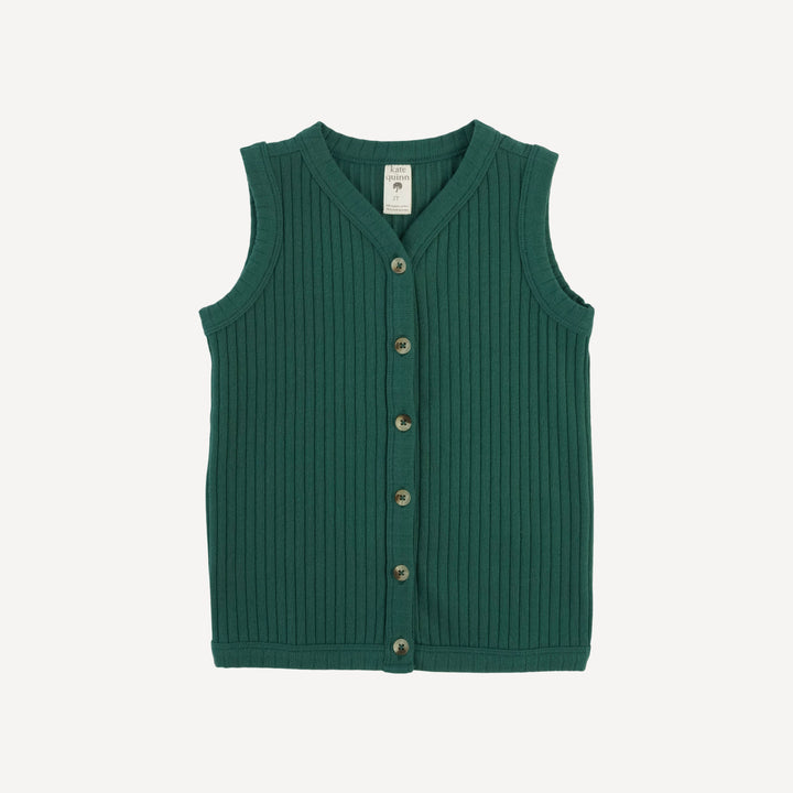 cardigan vest | rain forest | organic cotton wide rib