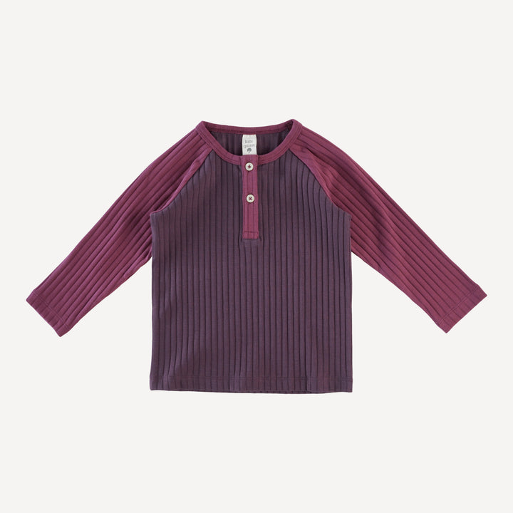 long sleeve baseball henley tee | raisin | classic rib