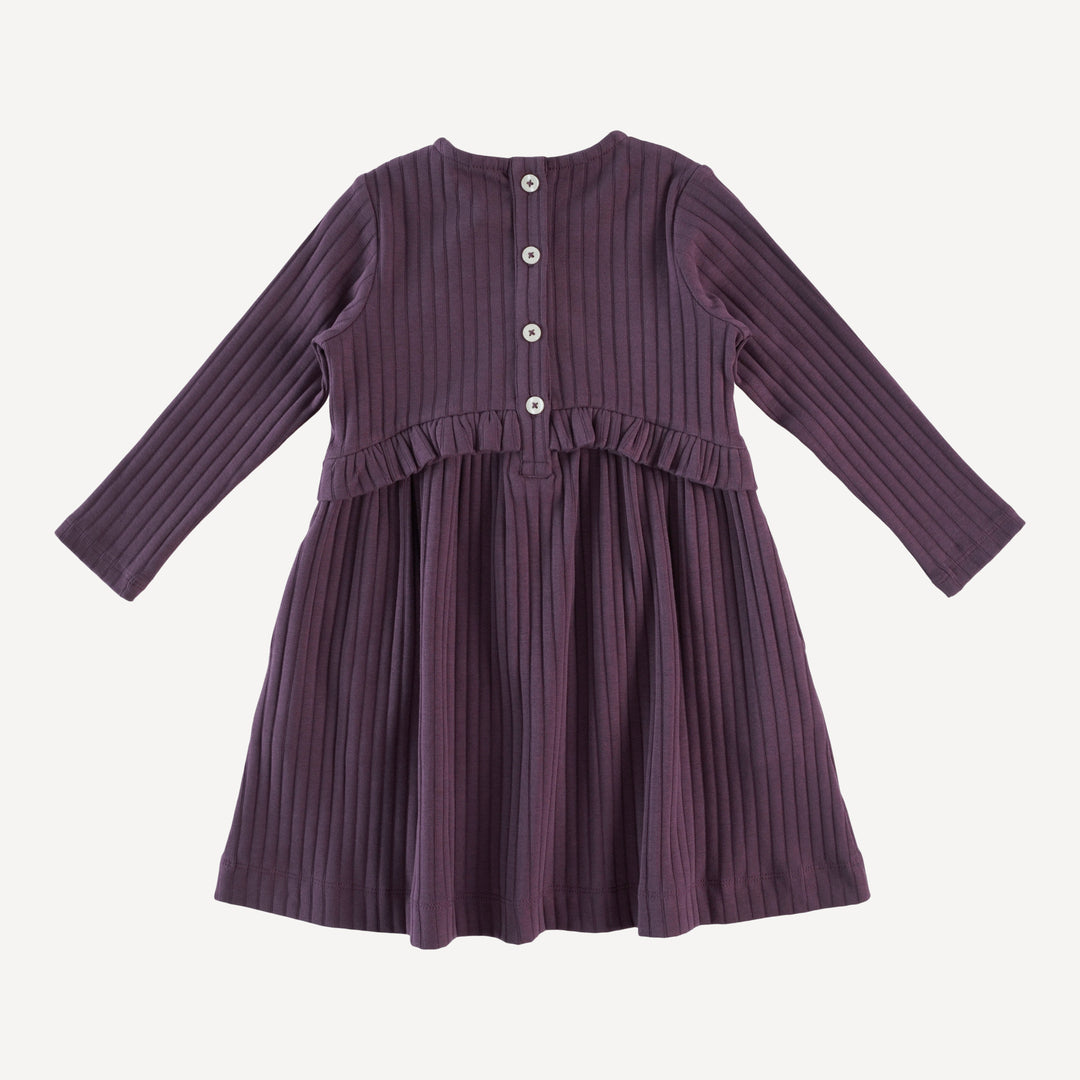 long sleeve button yoke dress | raisin | classic rib