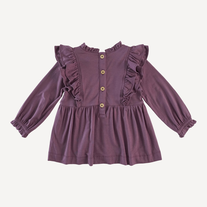 double ruffle flutter shirt | raisin | modal