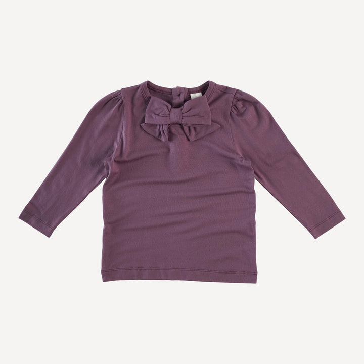 long sleeve bow top | raisin | modal