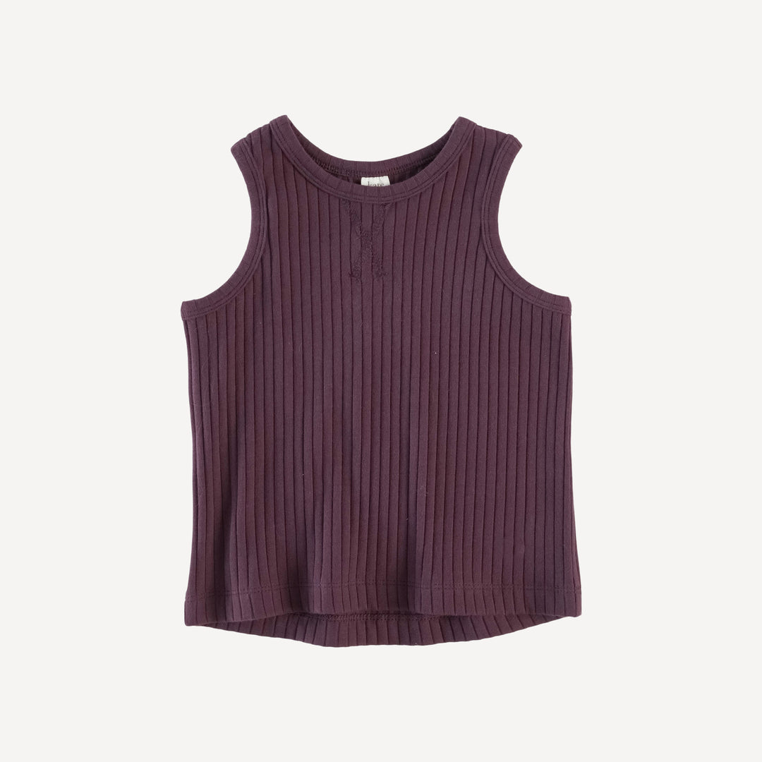 boxy topstitch tank | raisin | organic cotton wide rib