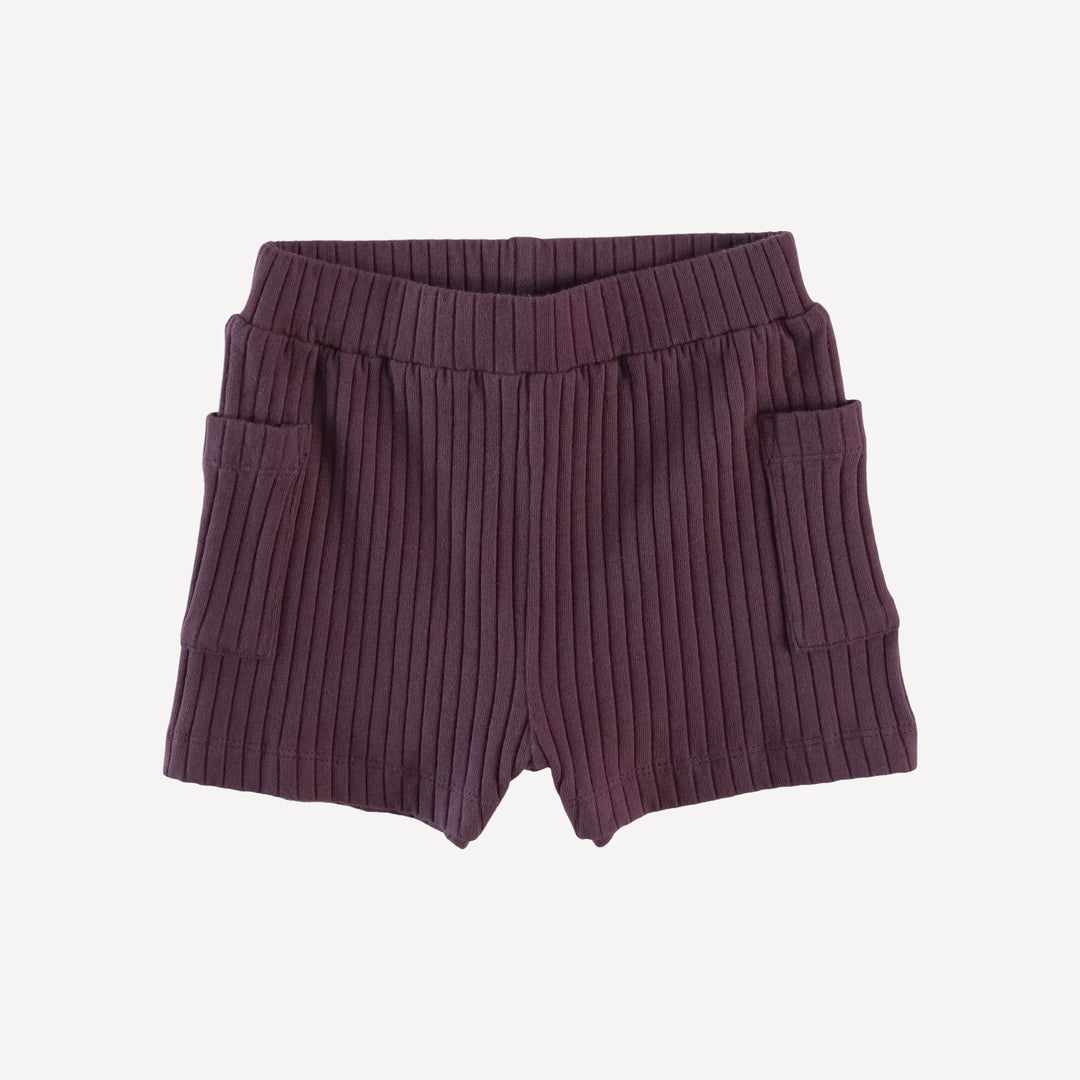 patch pocket short | raisin | organic cotton wide rib