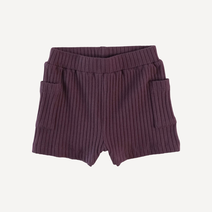 patch pocket short | raisin | organic cotton wide rib