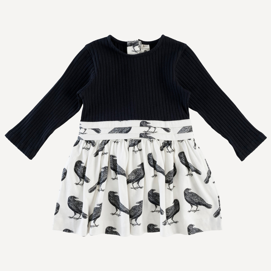 long sleeve classic ballet dress | raven | organic cotton interlock
