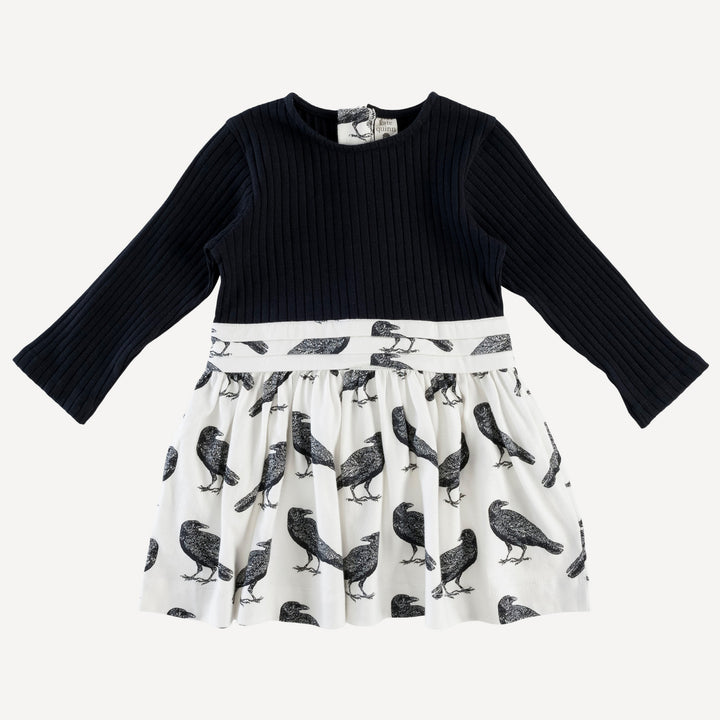 long sleeve classic ballet dress | raven | organic cotton interlock
