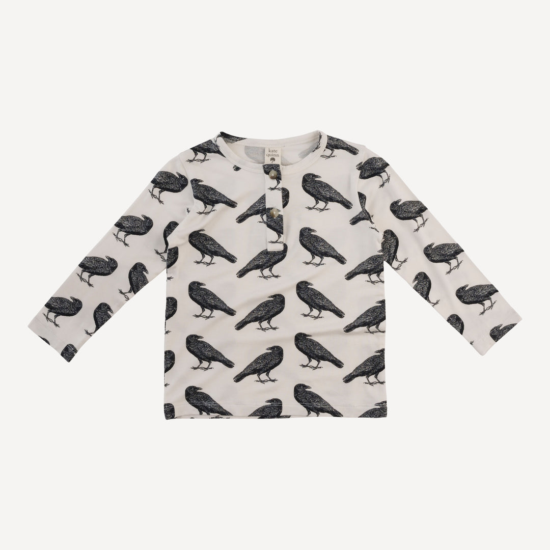 long sleeve basic henley tee | raven | bamboo