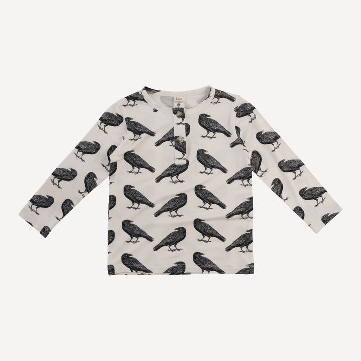 long sleeve basic henley tee | raven | bamboo