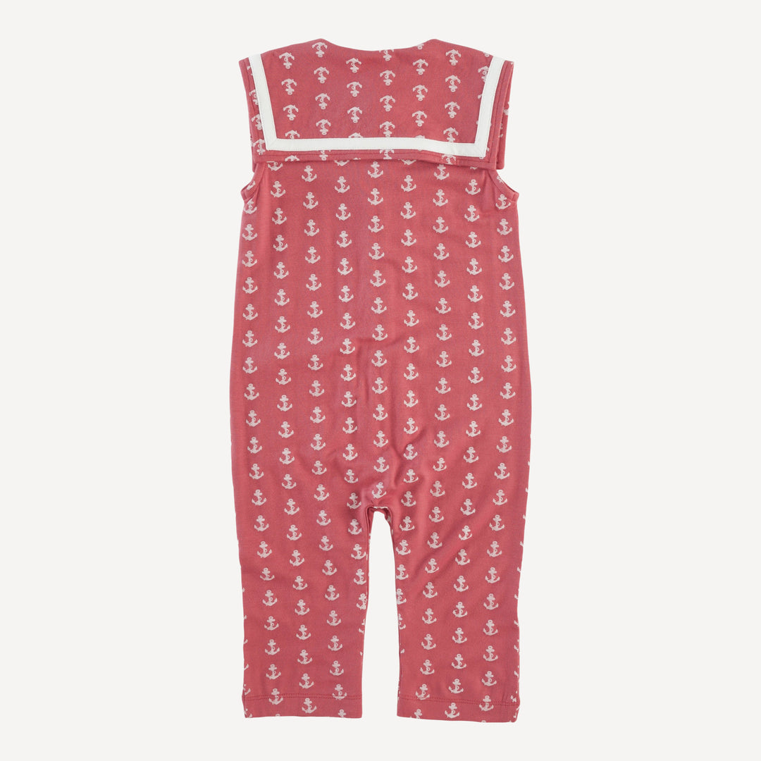 sleeveless sailor pocket jumpsuit | red anchor | bamboo