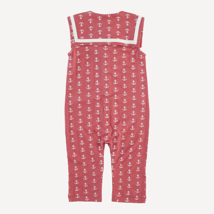 sleeveless sailor pocket jumpsuit | red anchor | bamboo