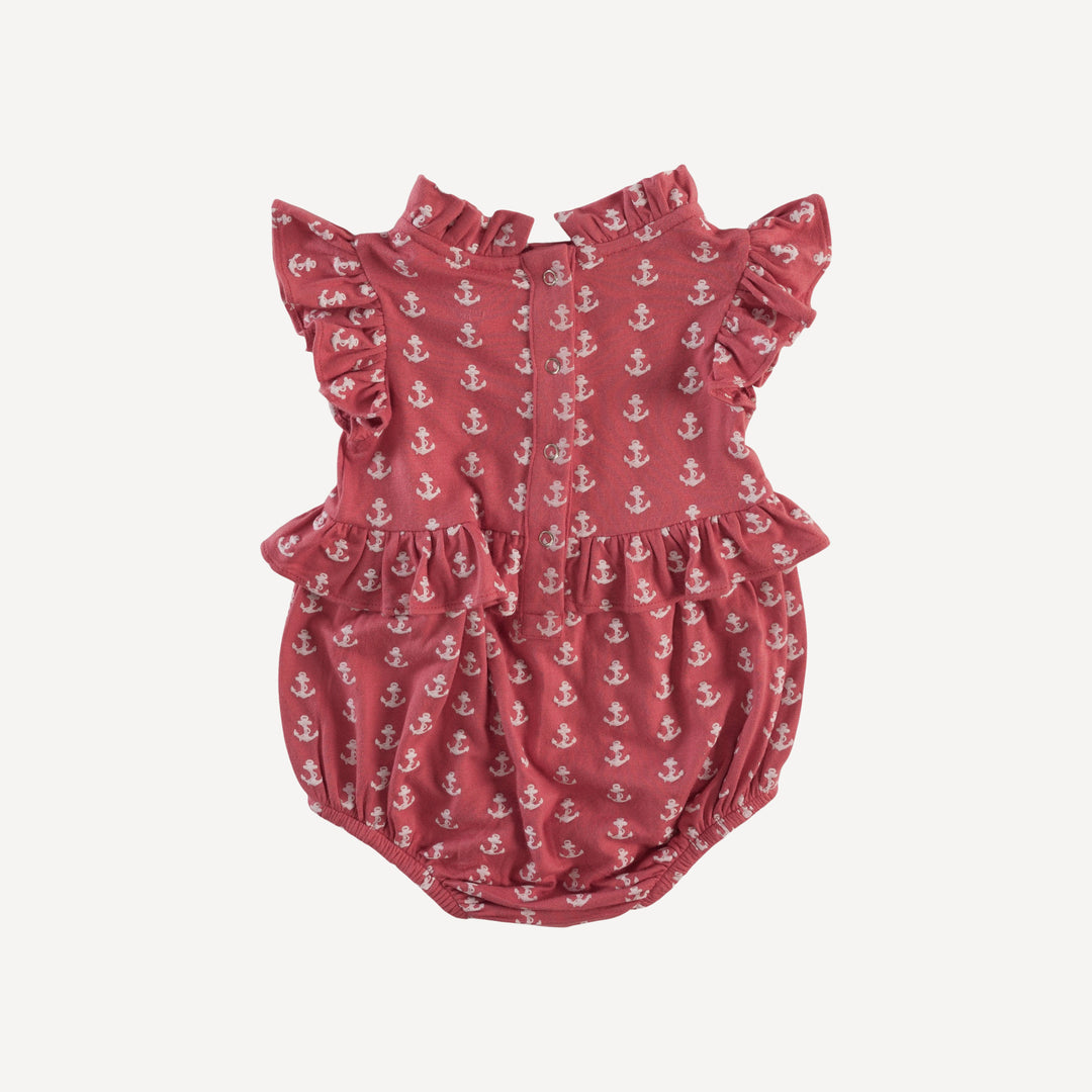 sleeveless little ruffle bubble | red anchor | bamboo