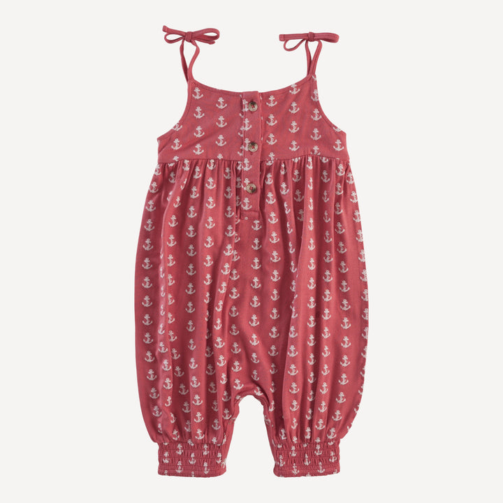 gathered smocked tie jumpsuit | red anchor | bamboo