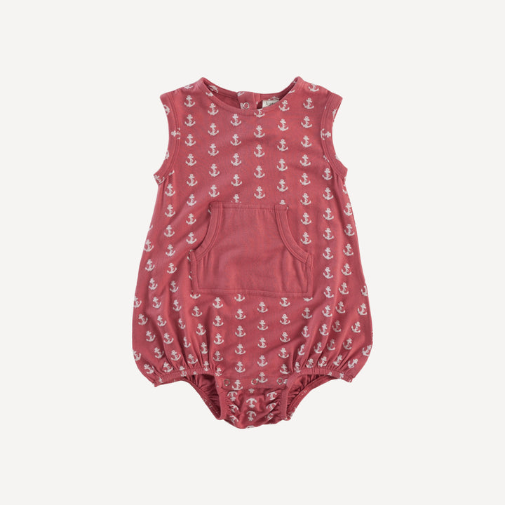 sleeveless kanga bubble | red anchor | bamboo