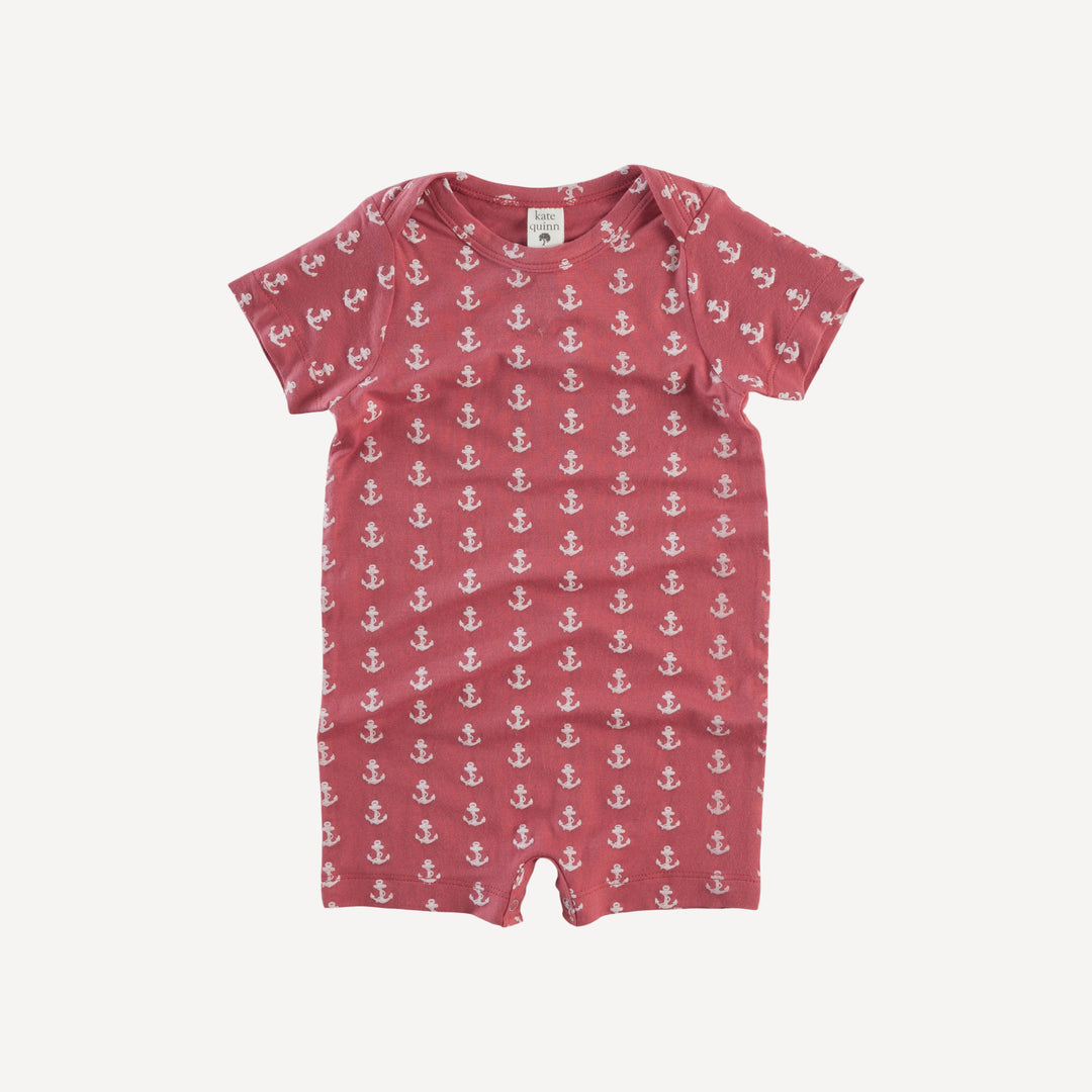 short sleeve lap neck shortie | red anchor | bamboo