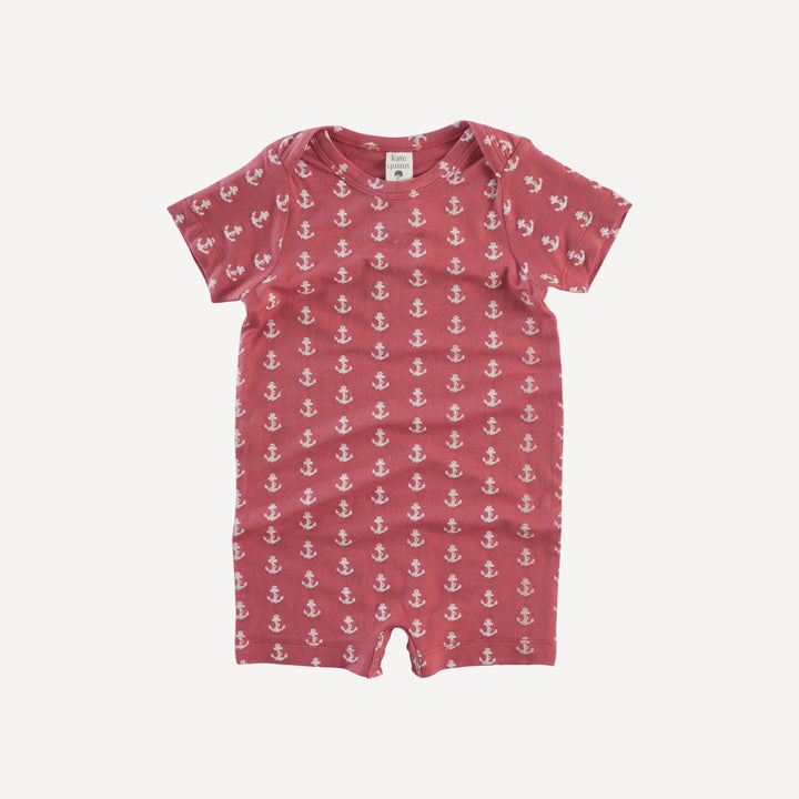 short sleeve lap neck shortie | red anchor | bamboo