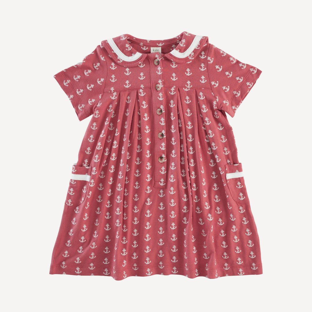 short sleeve sailor dress | red anchor | bamboo