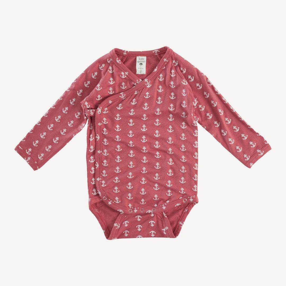 long sleeve wrap bodysuit | red anchor | bamboo