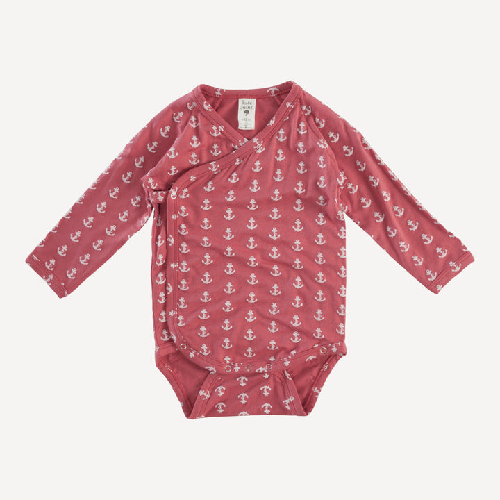 long sleeve wrap bodysuit | red anchor | bamboo