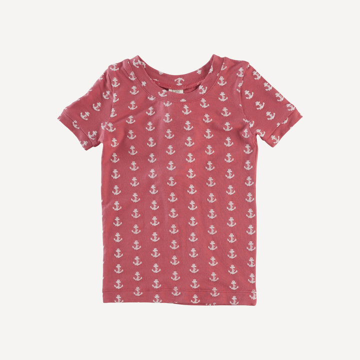 short sleeve crew neck shortie pj set | red anchor | bamboo