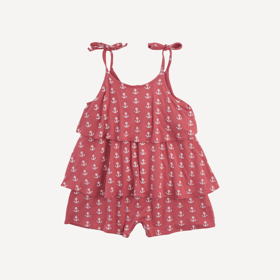 double ruffle spaghetti shortie | red anchor | bamboo