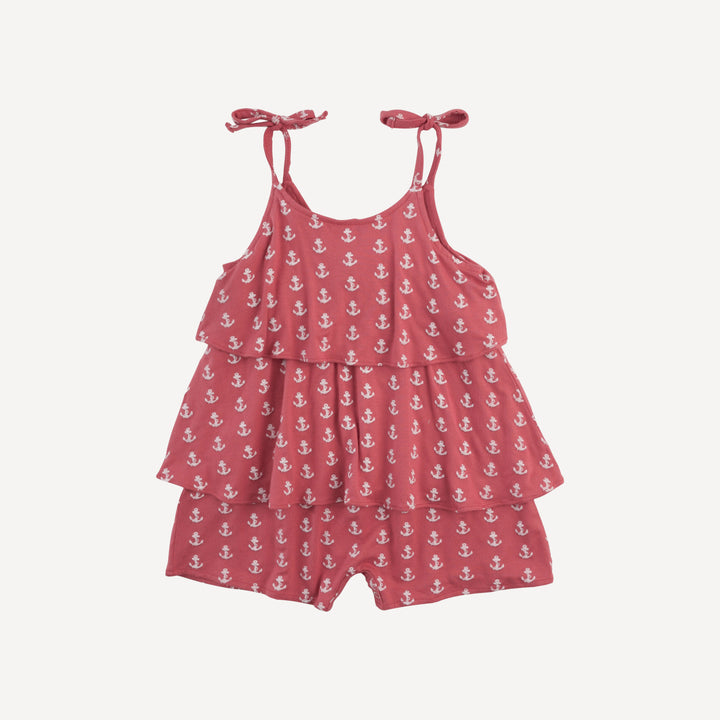 double ruffle spaghetti shortie | red anchor | bamboo
