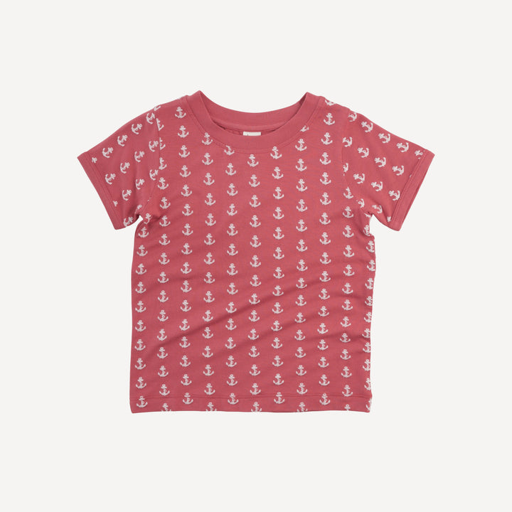 short sleeve ringer tee | red anchor | bamboo