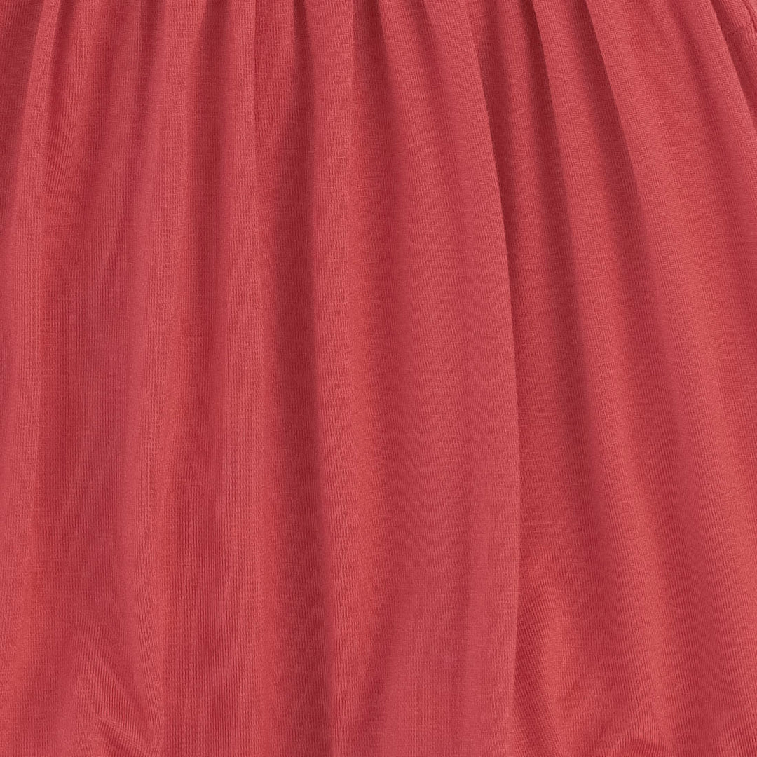sleeveless square neck ruffle pom pom dress | red berry | modal