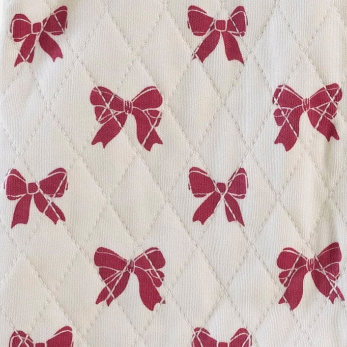 quilted bear bunting | red bow | organic cotton interlock