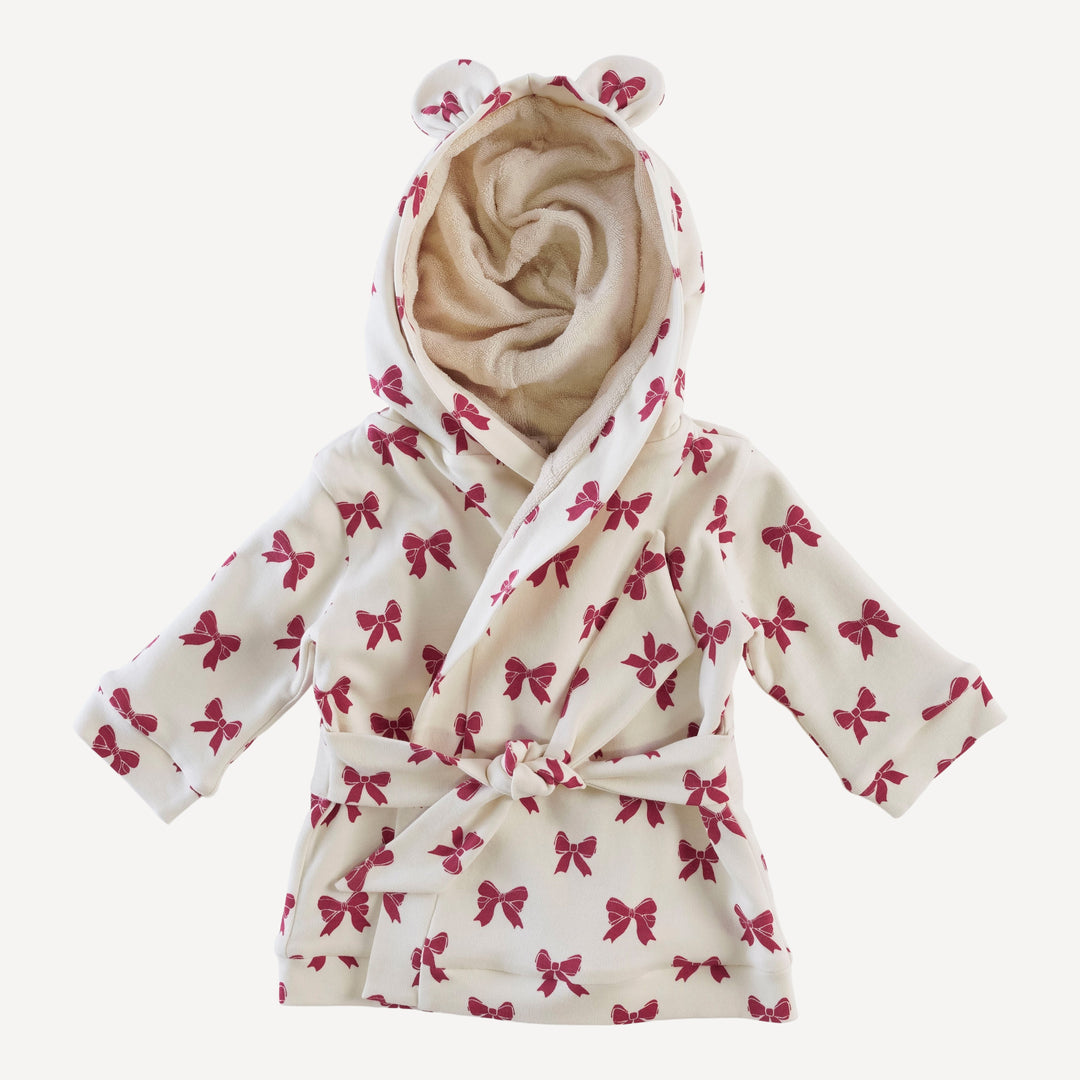 bear bath robe | red bow | organic cotton interlock