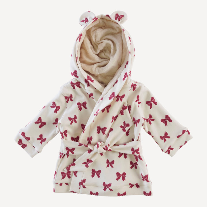 bear bath robe | red bow | organic cotton interlock