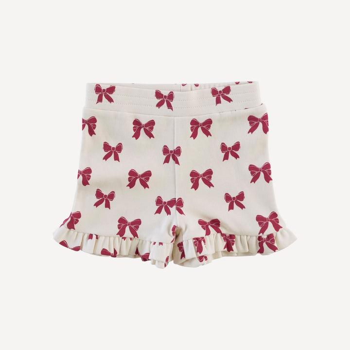spaghetti tie ballerina top + ruffle short set | red bow | organic cotton interlock