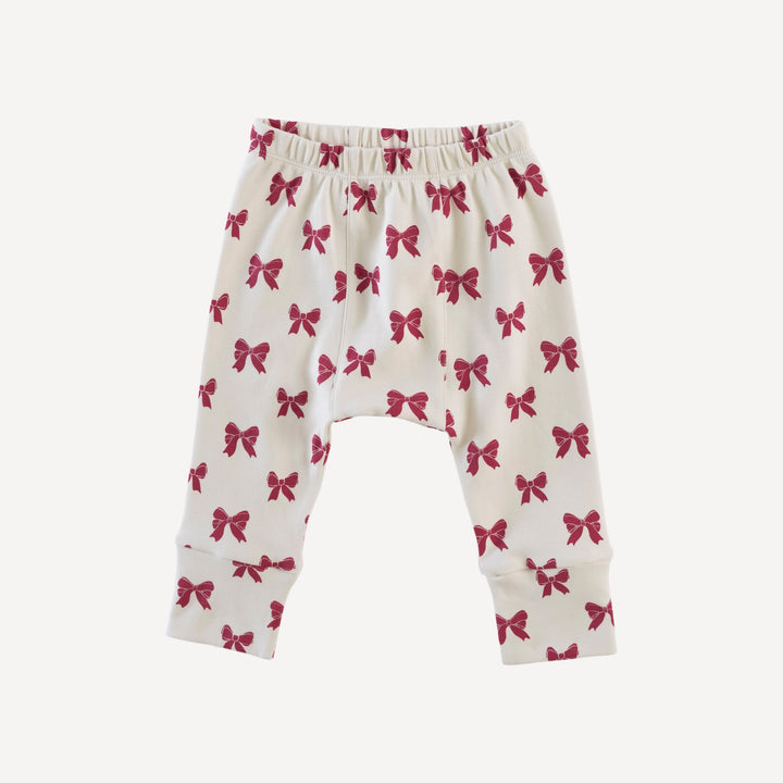 classic panda pant | red bow | organic cotton interlock