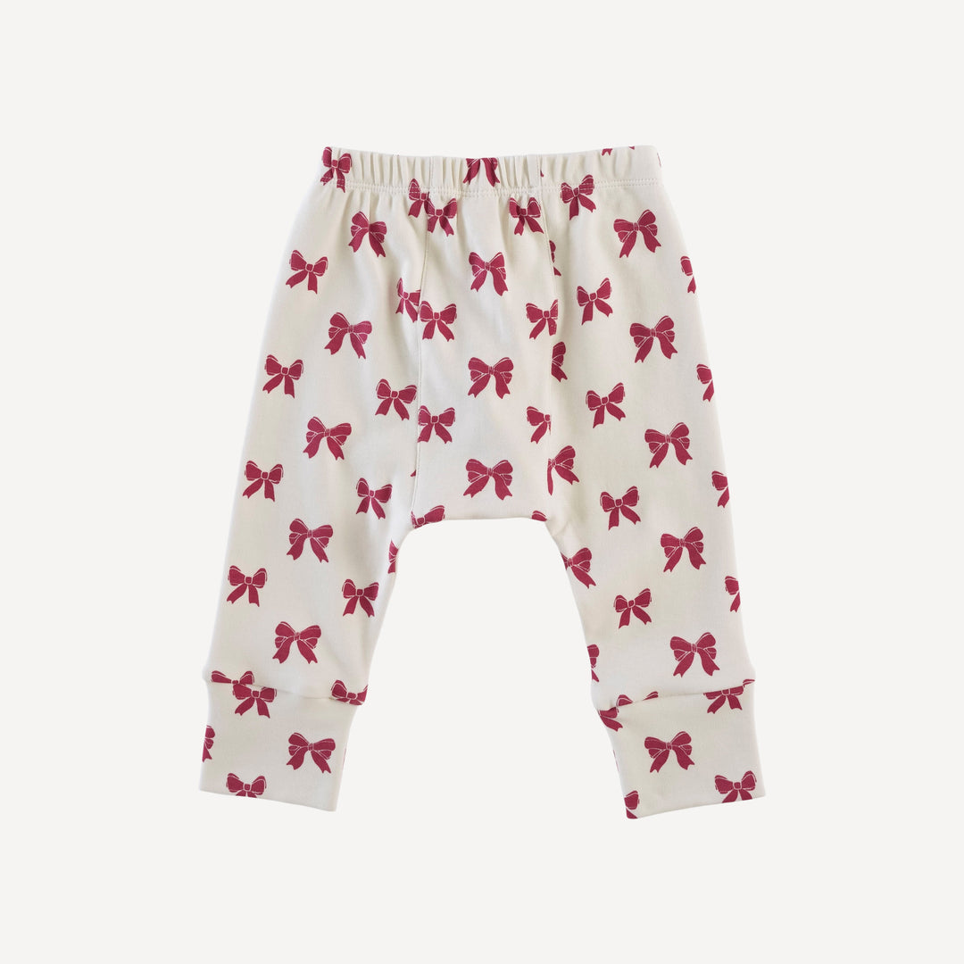classic panda pant | red bow | organic cotton interlock